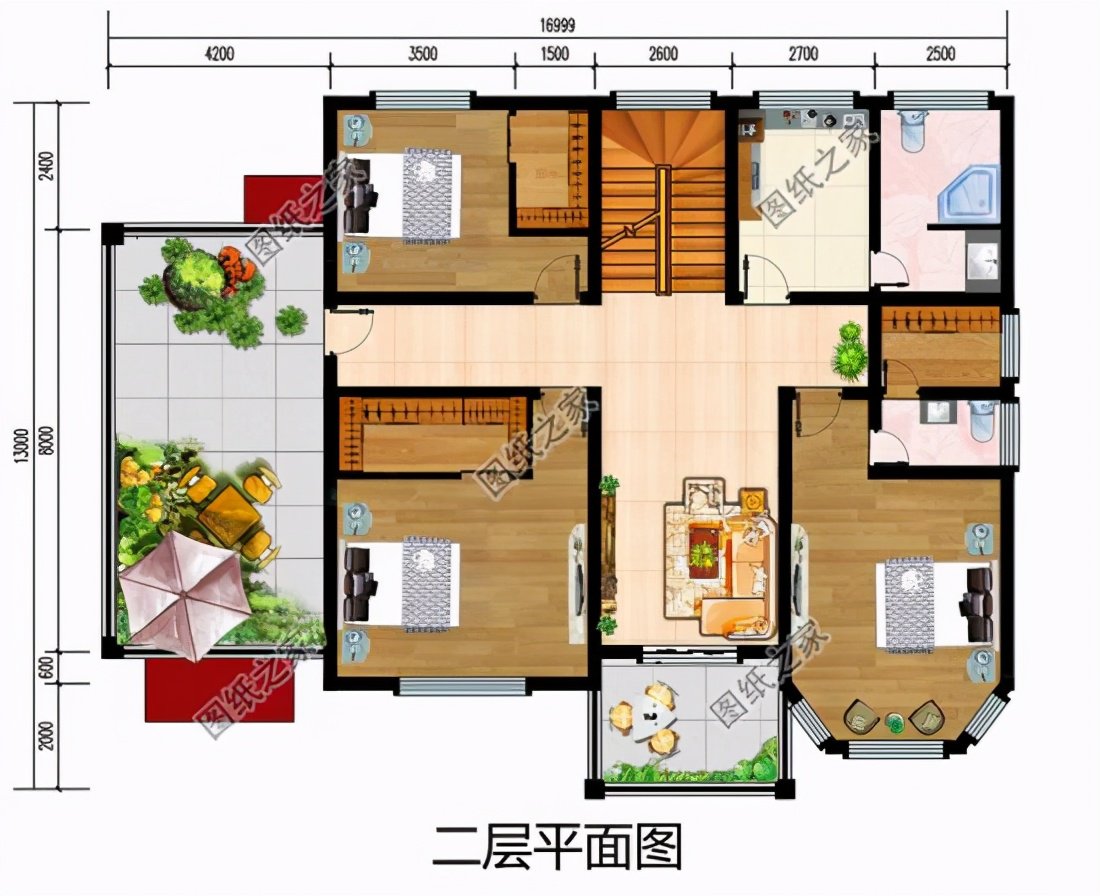 现代风二层别墅设计图，建一栋用来结婚正合适，布局超赞