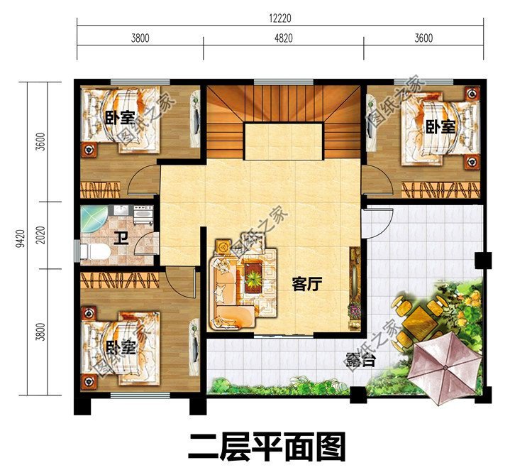 迷你二层别墅设计图，占地不超过100平，建好家人越住越顺心