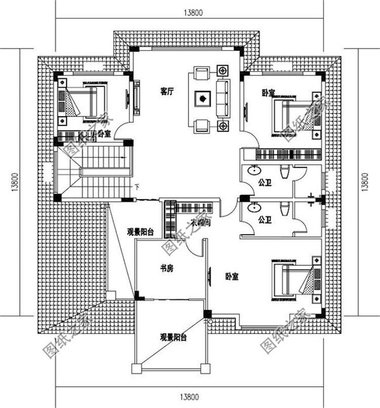 简单二层最新户型别墅设计图，对称设计，精致美观简单易建