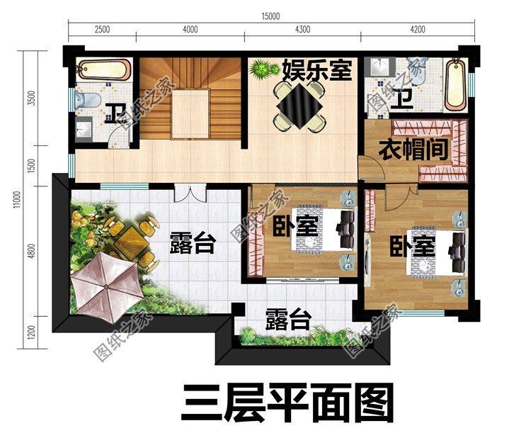140平方米现代偏中式实用型三层房屋