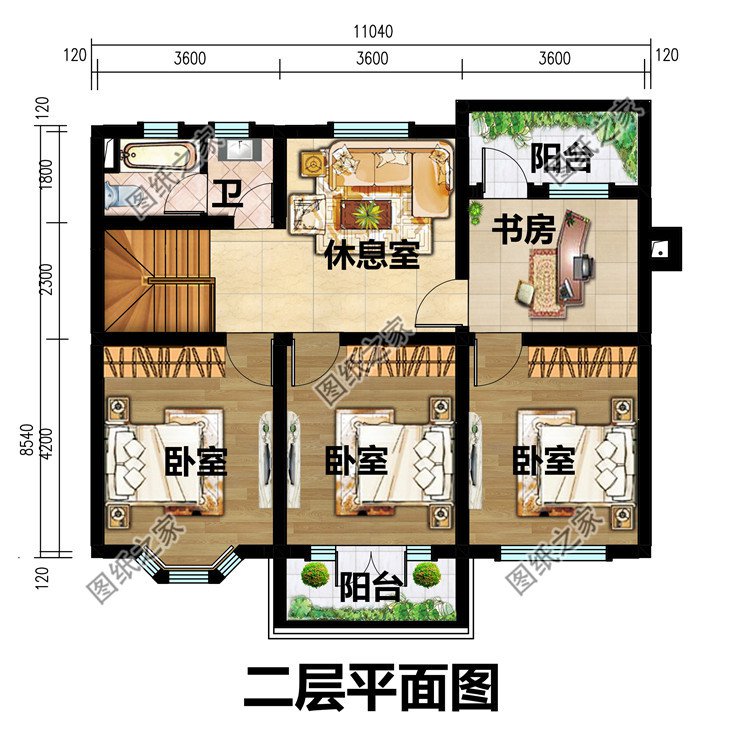 90平方米新农村住宅设计二层小别墅设计图