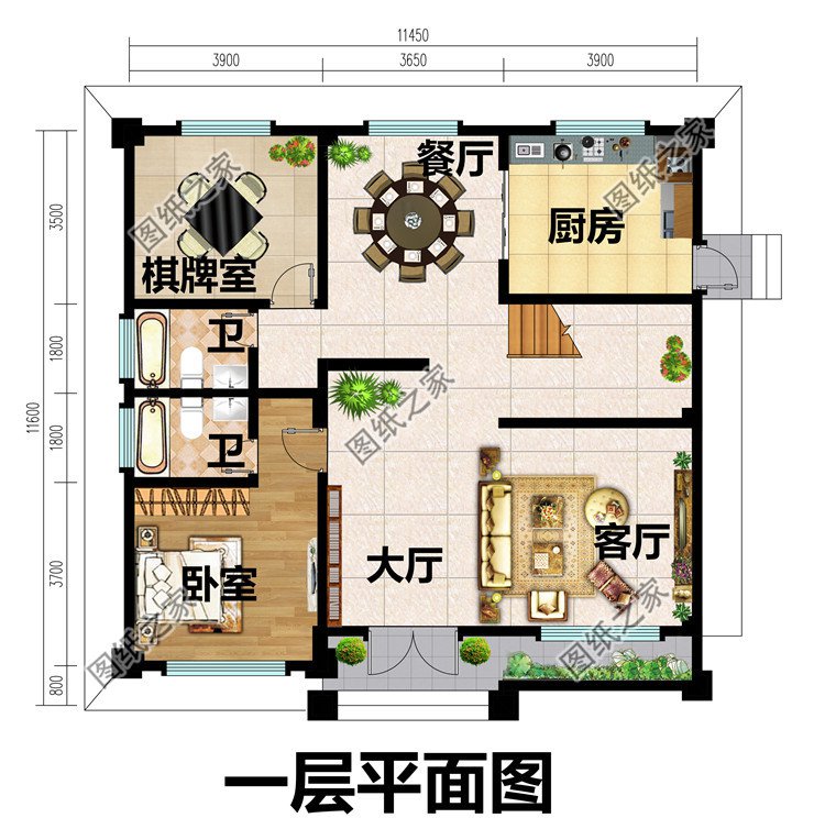二层简欧风格自建房别墅户型设计图