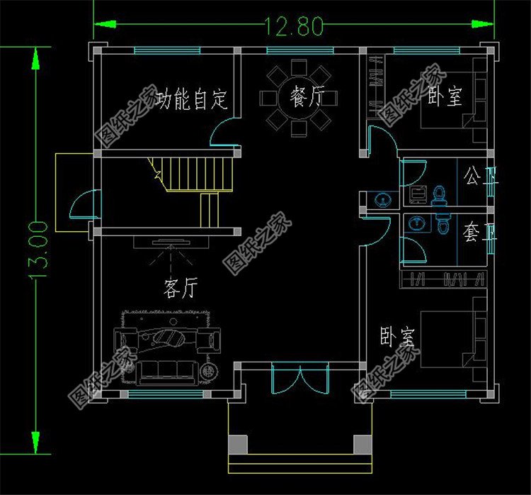 複式別墅新農村二層房屋設計圖紙,屋頂錯落有致