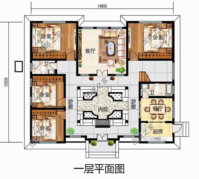 四合院屋顶平面图图片