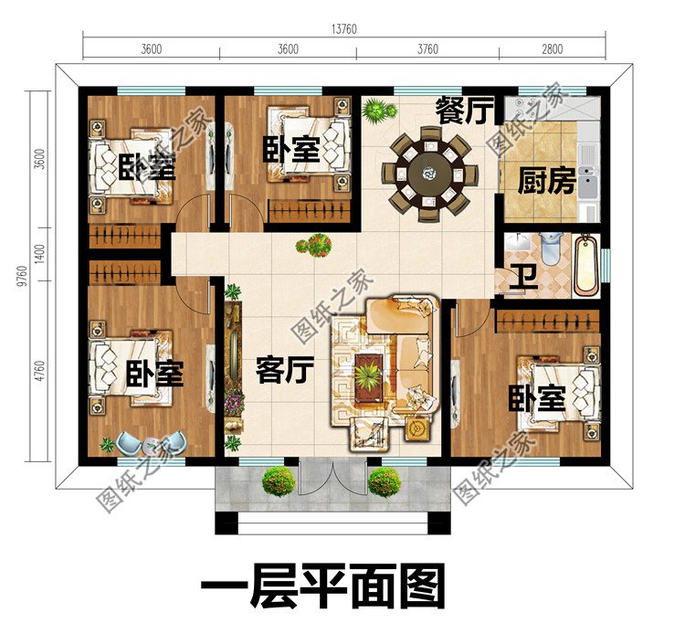 中式徽派一层别墅设计图