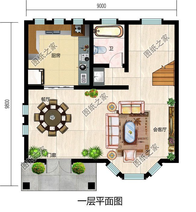 9×9农村别墅效果图，小而精巧，实用舒适