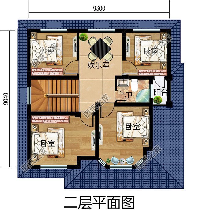 农村二层别墅，占地100平米左右，在老家建一栋，同学看了都羡慕