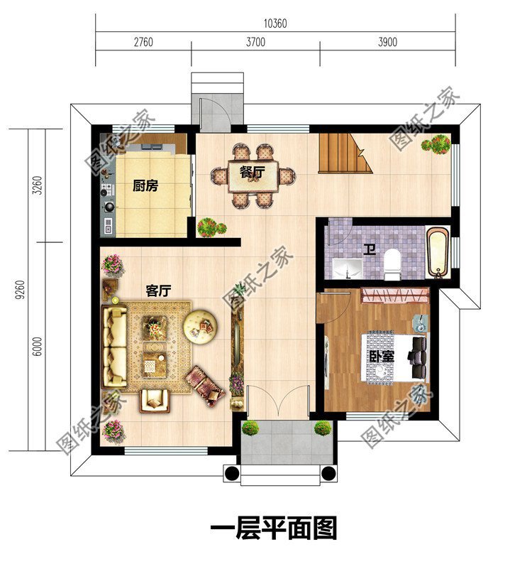 农村二层别墅，占地百平米左右，在老家建一栋，同学看了都羡慕