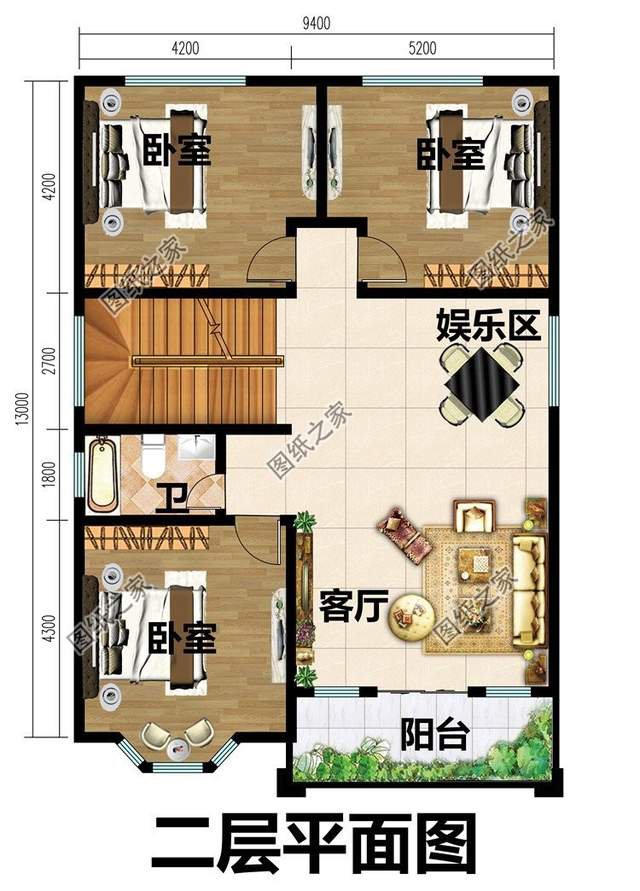 二层小户型别墅设计图，面宽不到10米的户型，造价经济施工简易