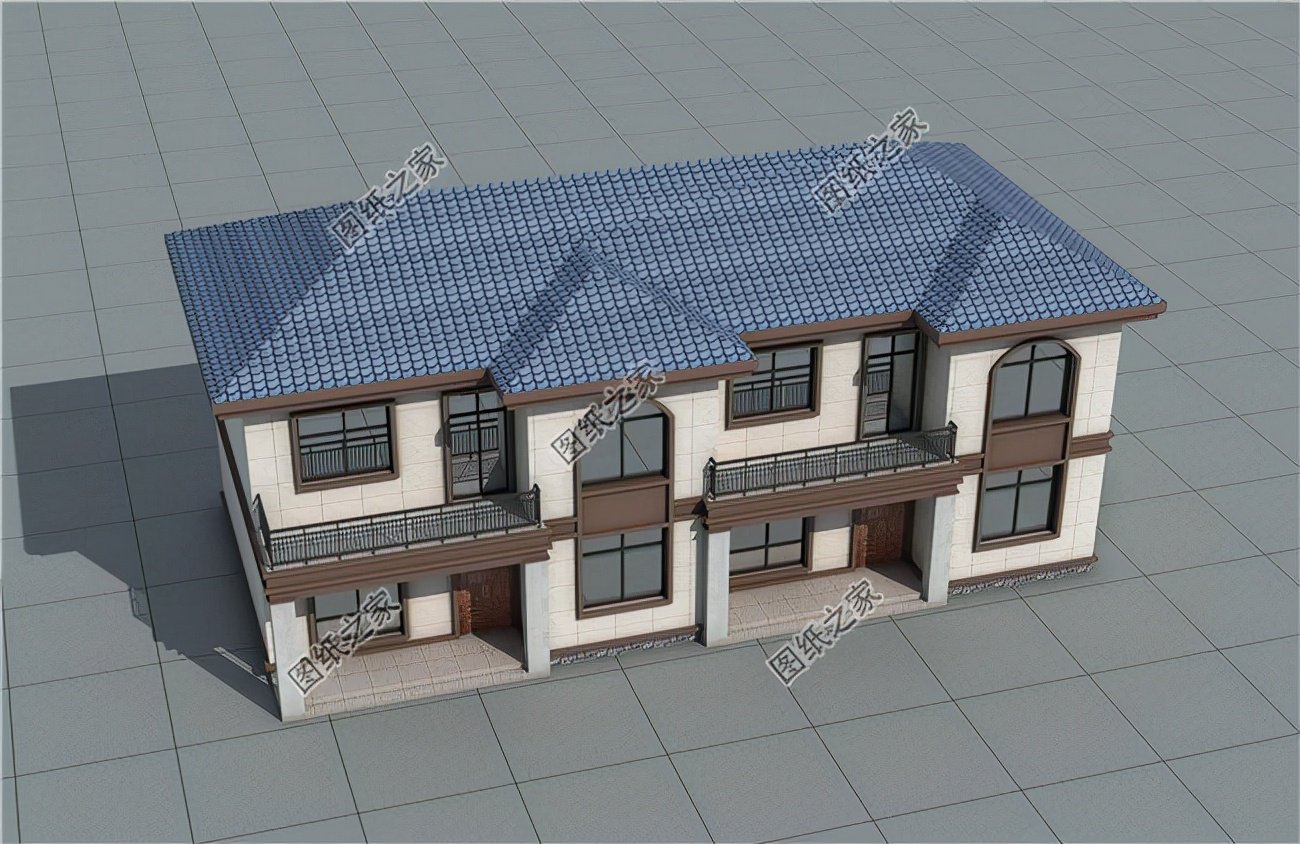 小型两层双拼别墅，单户面积约80平，宅基地小也可以建双拼
