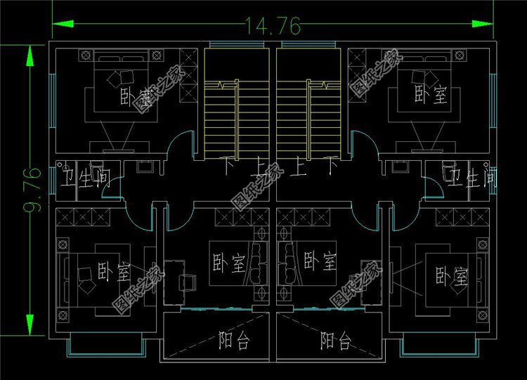 小型两层双拼别墅，单户面积约80平，宅基地小也可以建双拼