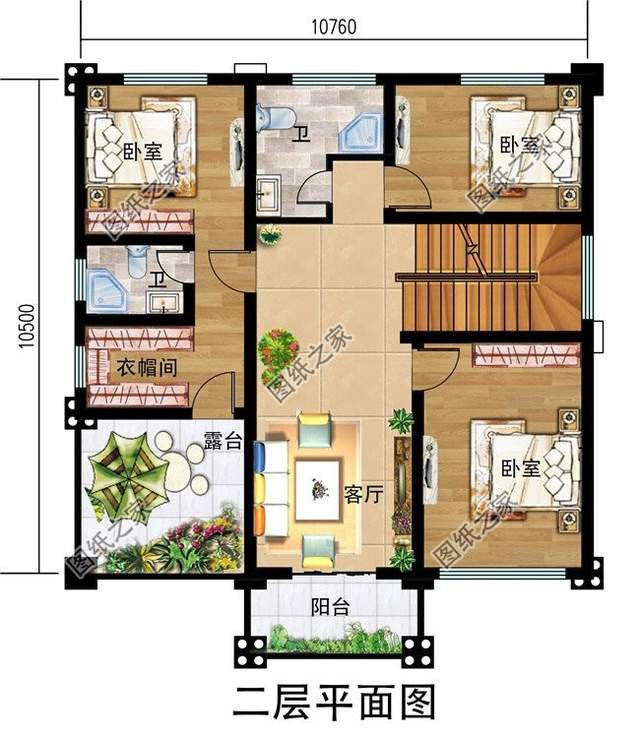 二层半别墅设计图，安静、舒适、宽敞，满足居住需求