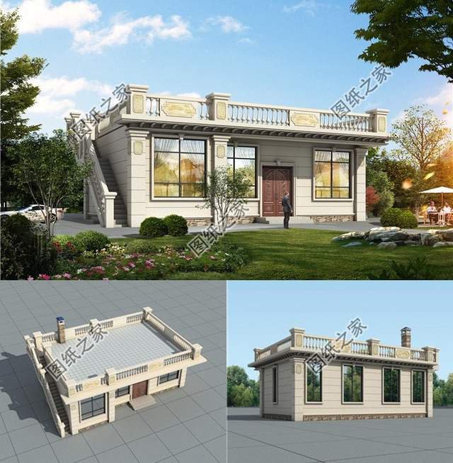 回乡建房的首选户型，平屋顶设计一层别墅，简单而舒适