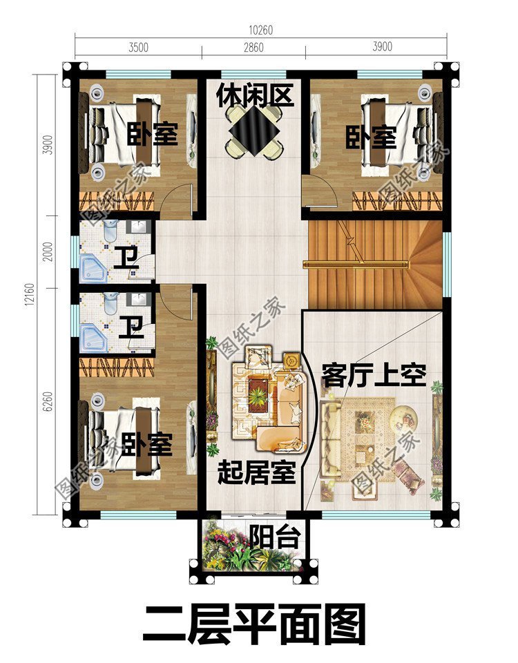 二层复式效果图，每个人心中都有雅居，乡村别墅，温馨家园