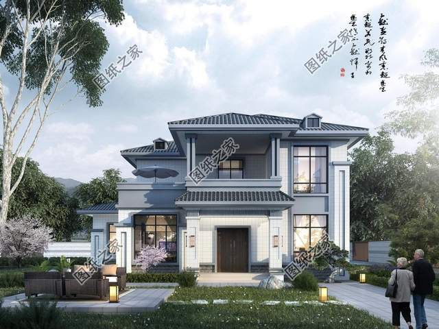 新中式二层别墅设计图，源起东方传统中式，重塑新时代完美住宅