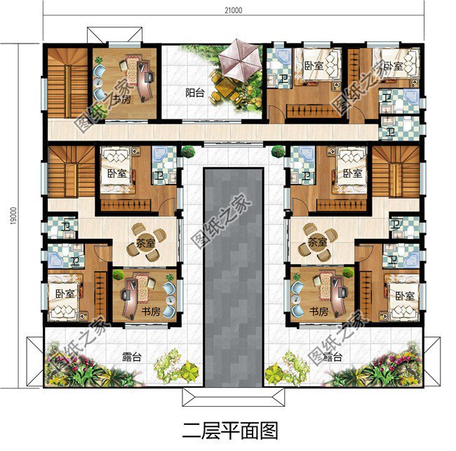 合院双拼别墅案例效果图，符合农村人建房审美，实用性也不错