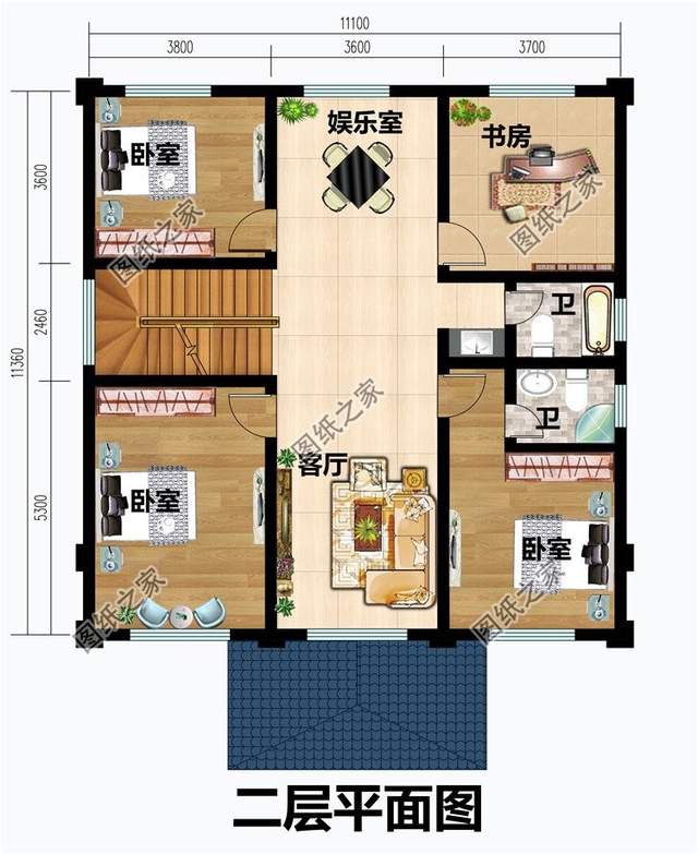 两层半农村自建房设计有车库带露台增加幸福感