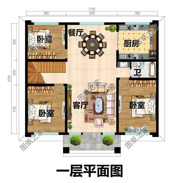 二层带平屋顶自建别墅，增强住宅使用面积，观景晾晒都不错