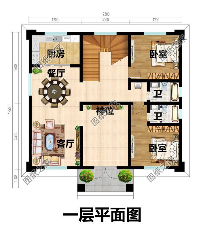 72米(含屋頂);別墅效果圖設計功能:一層平面圖一層戶型:客廳,神位