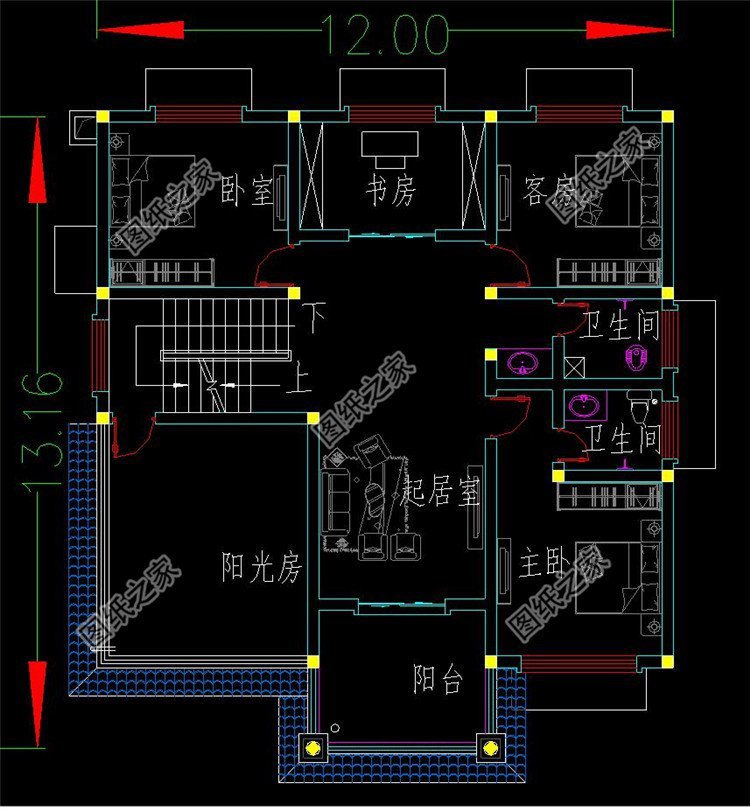 农村自建养老房别墅设计，居住空间合理有序，晚年生活有条不紊