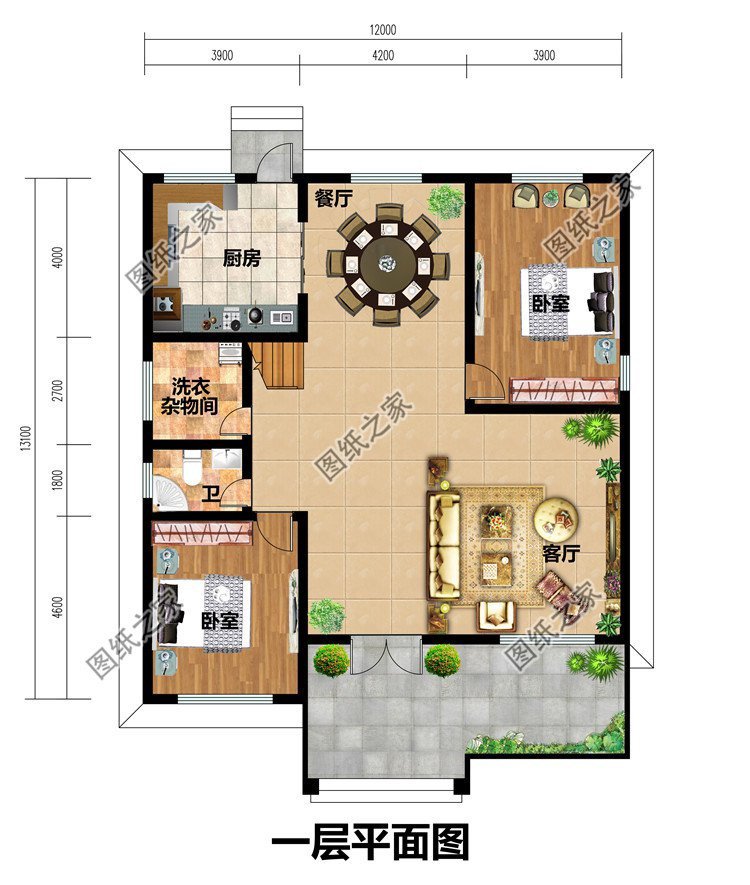 农村自建养老房别墅设计，居住空间合理有序，晚年生活有条不紊