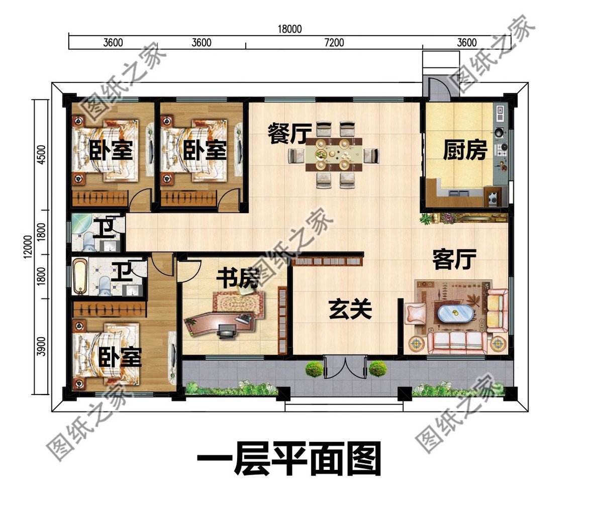 农村一层大开间别墅推荐，虽说只有一层，气势不输城里楼房