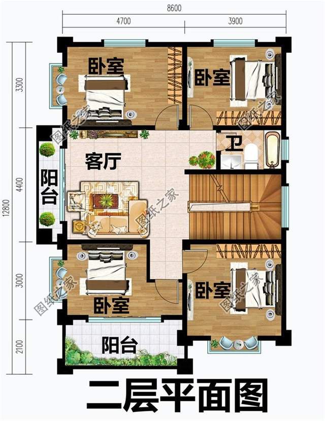 农村三层别墅设计，外观简洁大方，室内合理舒适