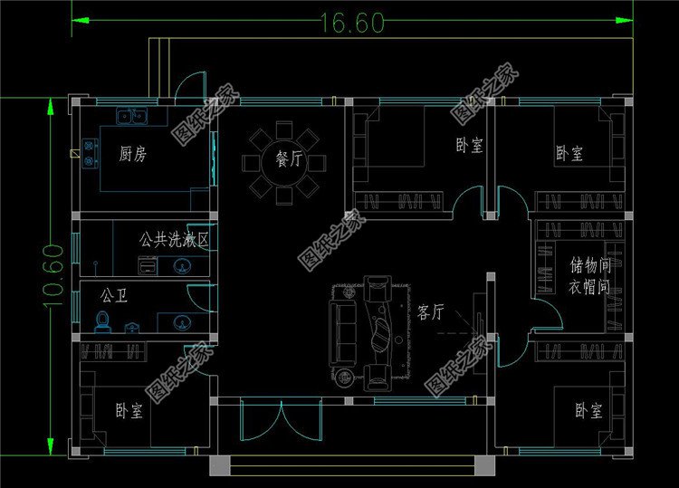 佔地180平方米的一層自建別墅設計圖時尚經典