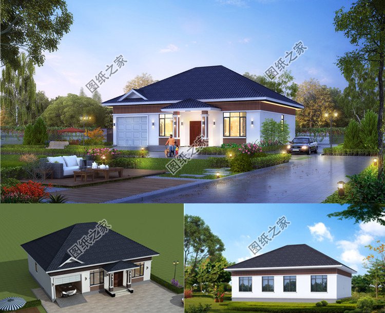 新中式风格一层别墅设计图效果图