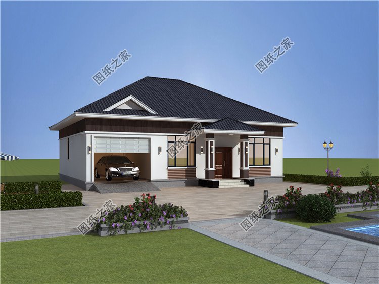 新中式风格一层别墅设计图外观图