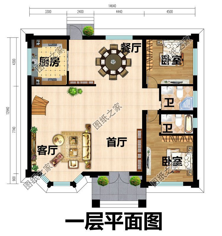 农村复式自建房设计，高高的挑空设计，带来更高的居住舒适度