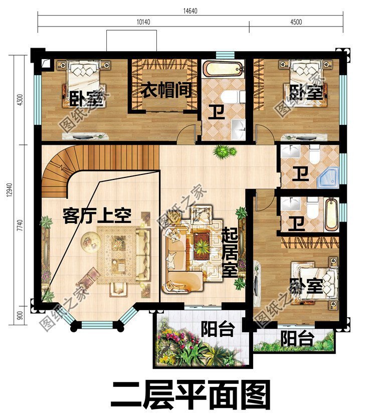 农村复式自建房设计，高高的挑空设计，带来更高的居住舒适度