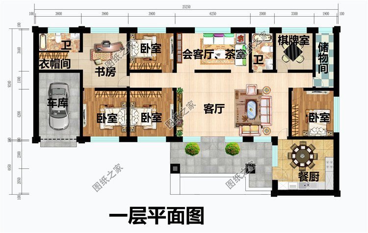 农村一层别墅带车库设计，实用接地气，现在农村建房必不可少