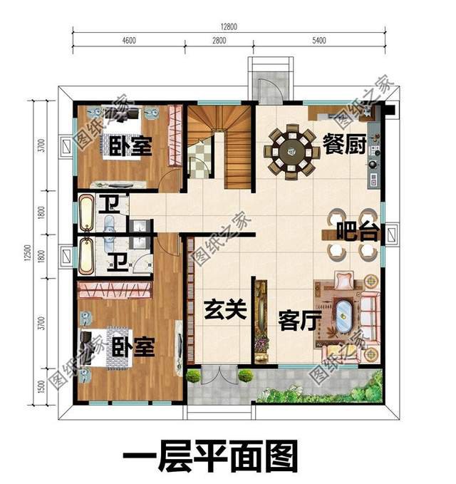 农村自建房设计推荐，造型轮廓饱满有力，室内简单实用