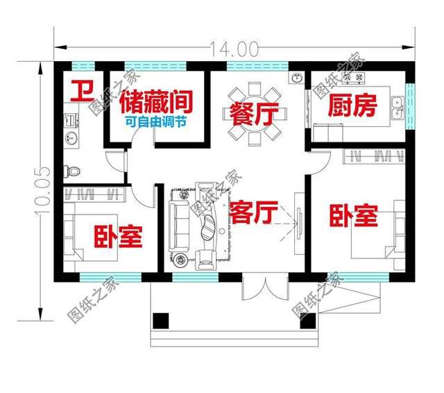 一层自建房设计，农村小家庭最爱的户型，造价低经济实用