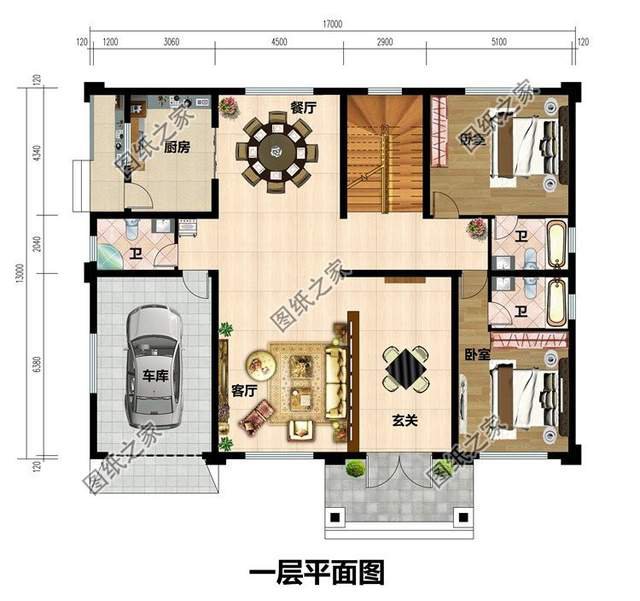 带车库的农村别墅设计，真正实用的户型，省钱实用还方便