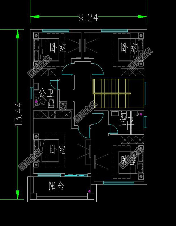 9×16米带架空层二层现代别墅布局2