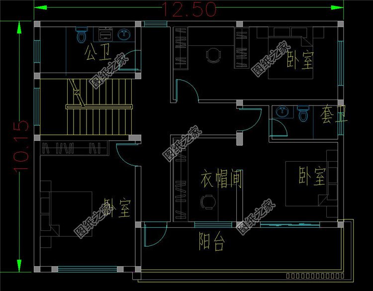 现代风格带架空层别墅设计图布局3