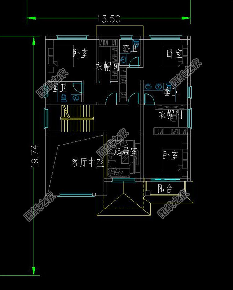 超气派的三层别墅设计图布局3
