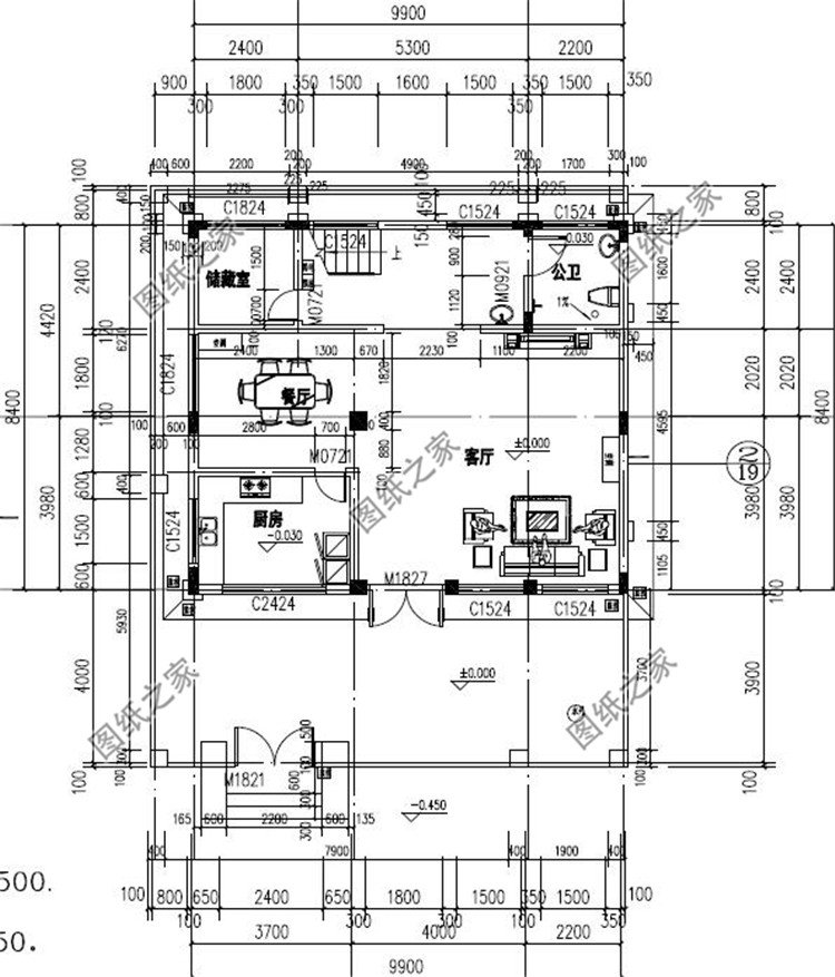 86平新中式别墅设计图一层