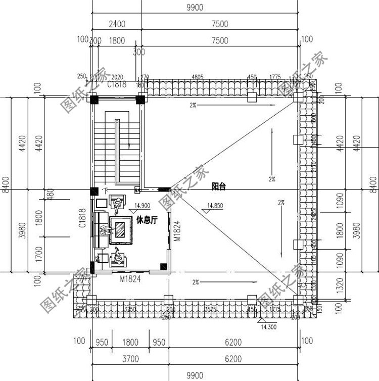 86平新中式别墅设计图五层