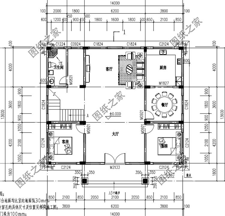 五层豪华典雅别墅设计图一层