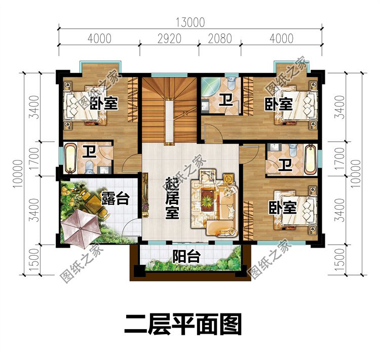 二层房别墅设计图二层