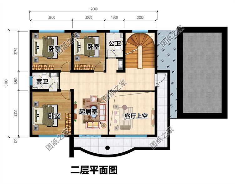 现代三层别墅设计图二层