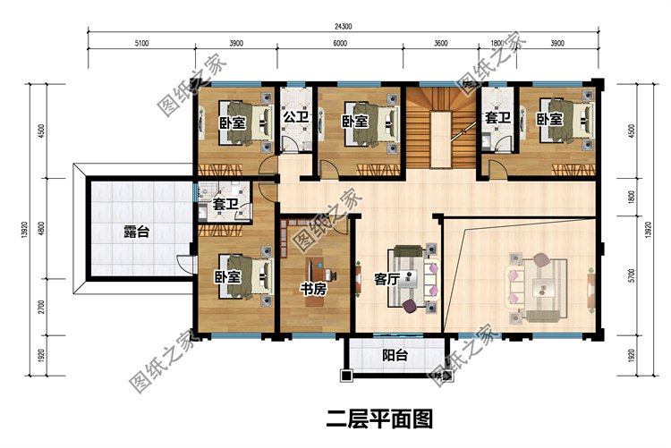新中式三层别墅二层