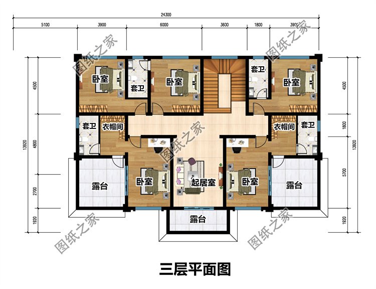 新中式三层别墅三层