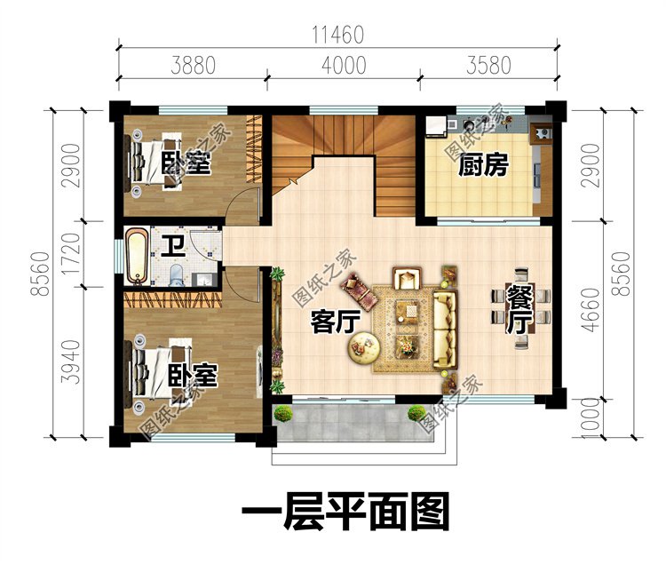 95平米二层必盖户型图2