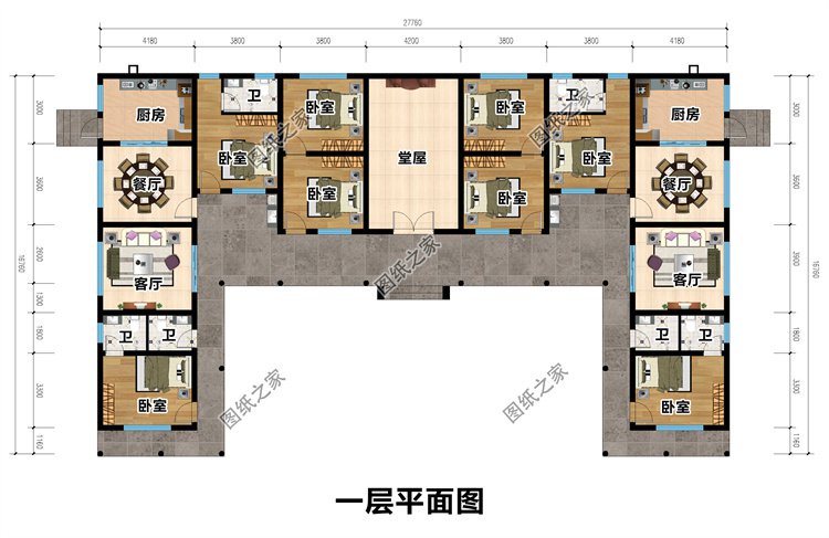 新中式一层双拼别墅2