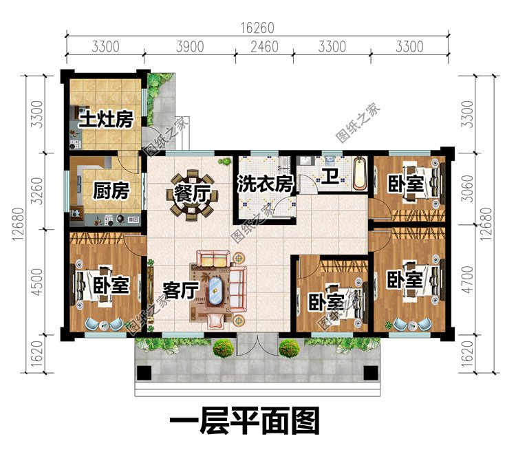 一层四开间自建房设计2