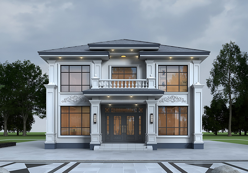 二层官帽房别墅设计图，寓意人才辈出步步高升，建好全村羡慕！